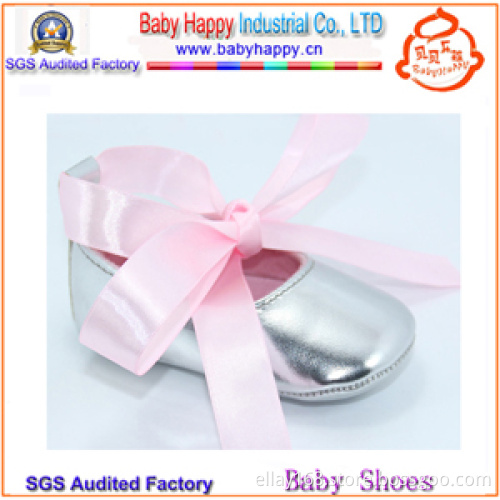 Wholesale PU Silver Baby Leather Shoes